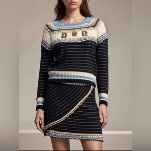 D&G Blue and Cream Knit Ensemble Small